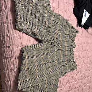 LOFT Plaid Trousers in Black and Tan
